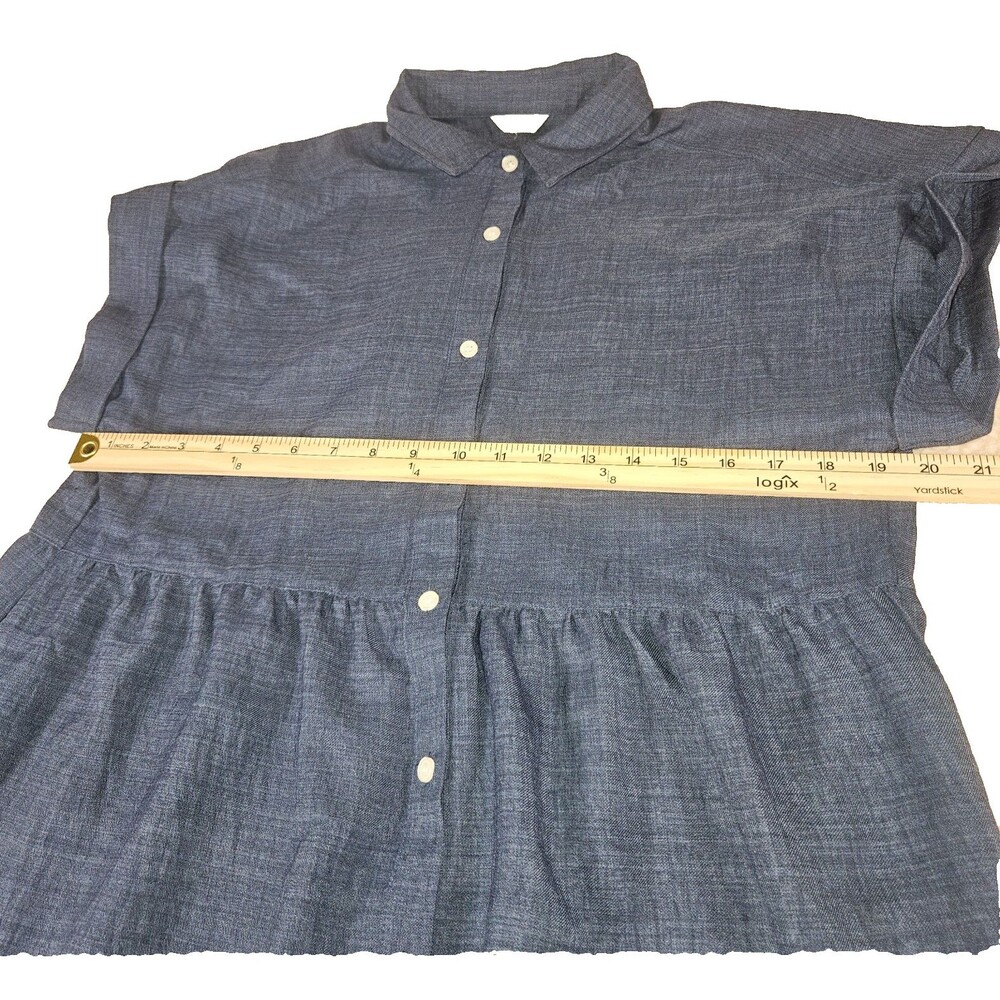 Max Studio London Dress Womens M Blue Tiered Dress Button Front - Picture 7 of 11